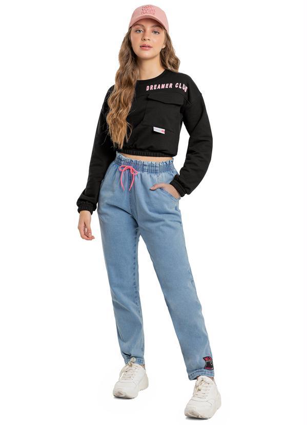 Gloss - Blusão Cropped Juvenil Menina Preto 2