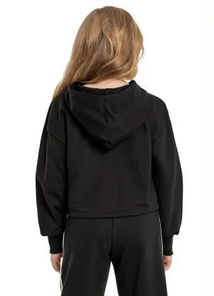 Gloss - Blusão Cropped Juvenil Menina Preto - GLOSS