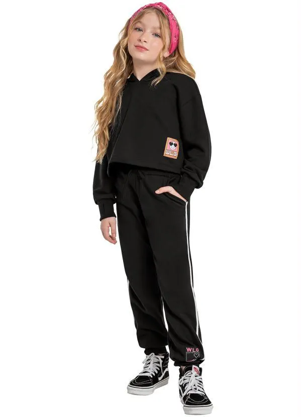 Gloss - Blusão Cropped Juvenil Menina Preto 3