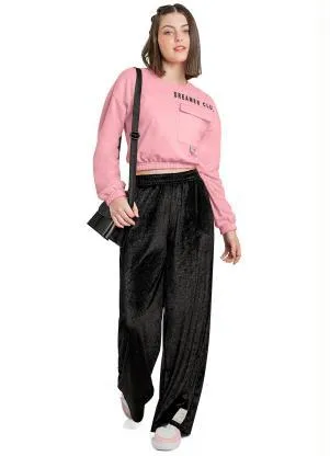Gloss - Blusão Cropped Juvenil Menina Rosa - GLOSS