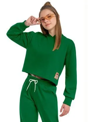 Gloss - Blusão Cropped Juvenil Menina Verde - GLOSS