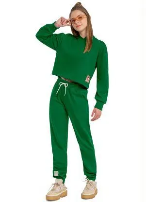 Gloss - Blusão Cropped Juvenil Menina Verde - GLOSS