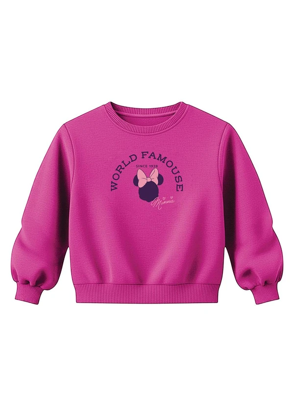 Malwee Kids - Blusão em Moletom Minnie Mouse® Rosa Escuro