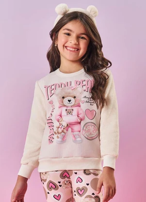 Abrange - Blusão Felpado Infantil Menina Teddy Bear Nude - ABRANGE