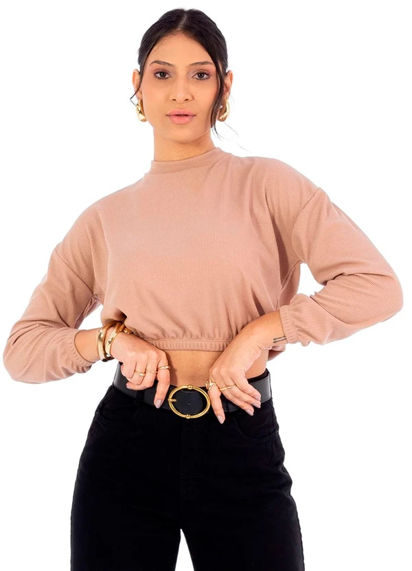 Cobertura - Blusão Feminina em Ribana Termal Marrom