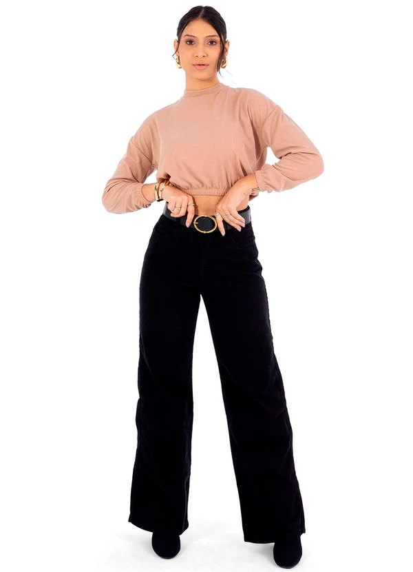 Cobertura - Blusão Feminina em Ribana Termal Marrom 2