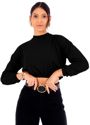 Cobertura - Blusão Feminina em Ribana Termal Preto - COBERTURA