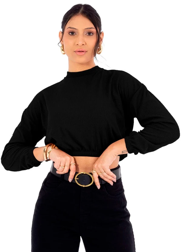 Cobertura - Blusão Feminina em Ribana Termal Preto