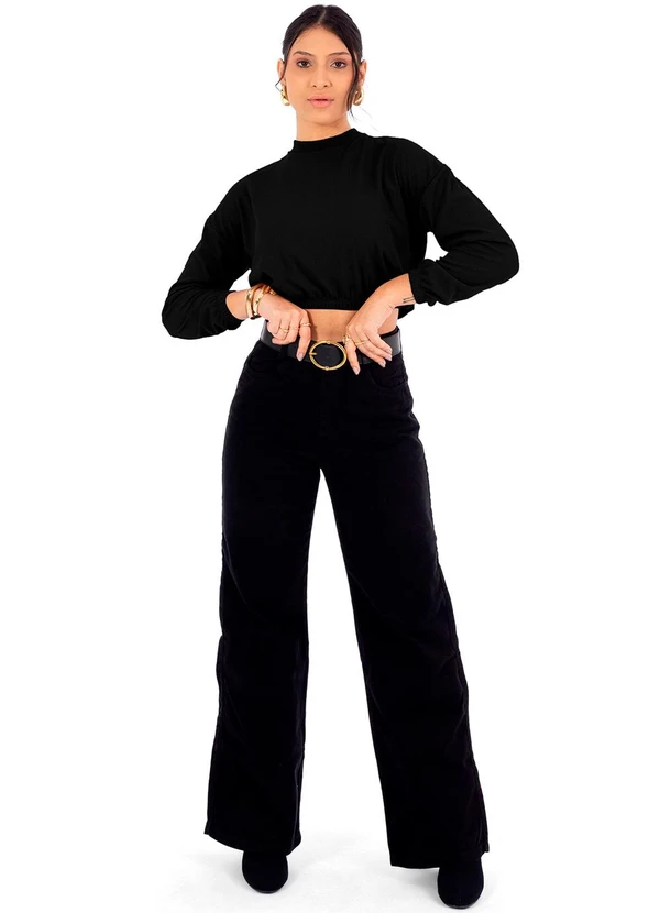 Cobertura - Blusão Feminina em Ribana Termal Preto 2