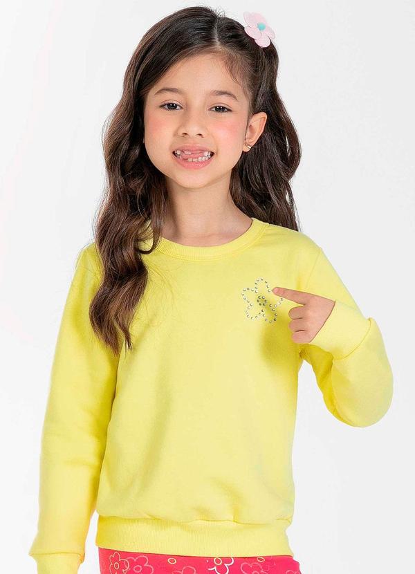 Cativa Kids - Blusão Feminina Infantil com Strass Amarelo
