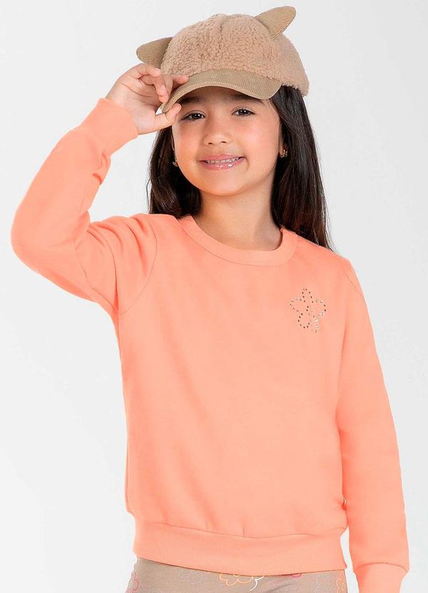 Cativa Kids - Blusão Feminina Infantil com Strass Laranja