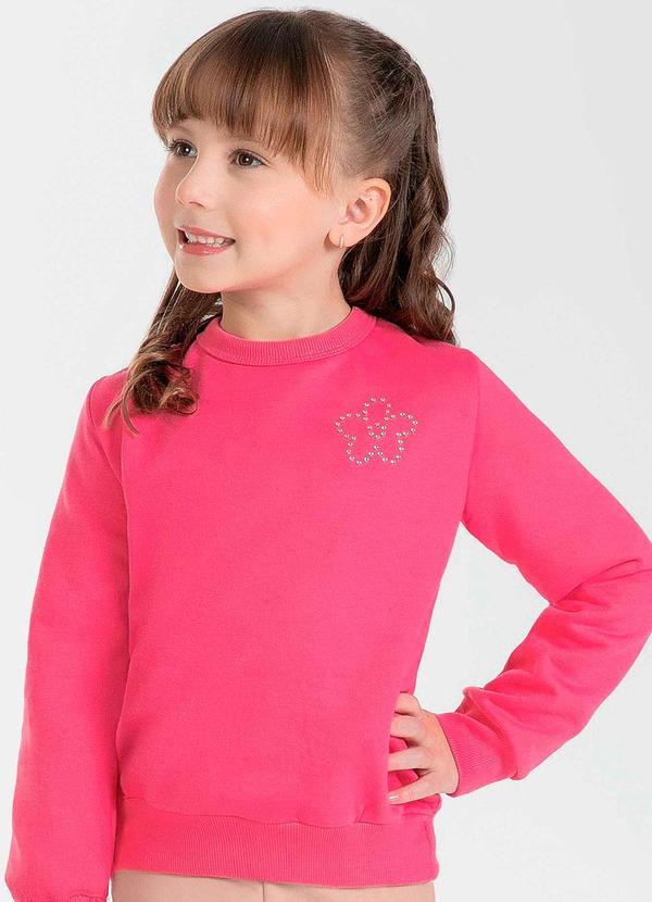 Cativa Kids - Blusão Feminina Infantil com Strass Rosa