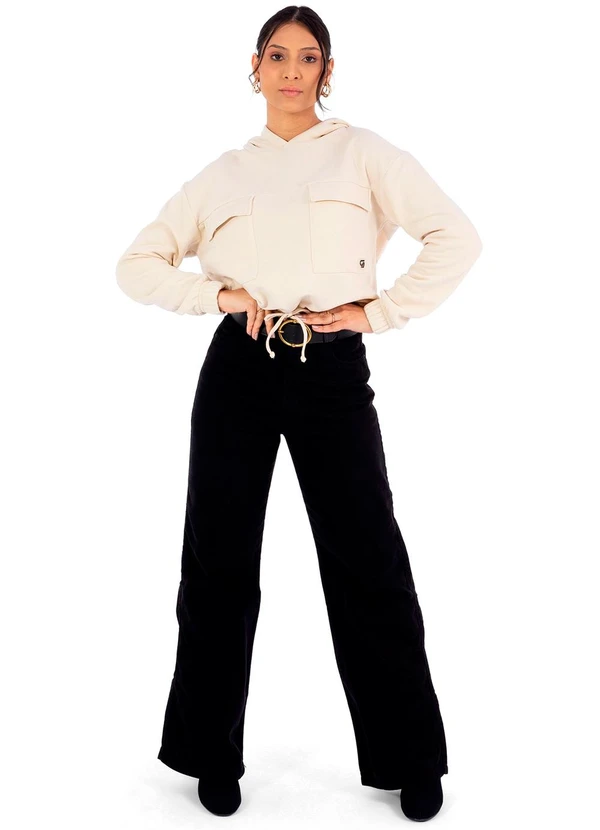 Cobertura - Blusão Feminina Moletom com Capuz Bege 2