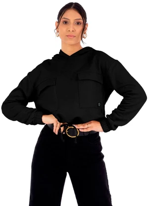 Cobertura - Blusão Feminina Moletom com Capuz Preto - COBERTURA