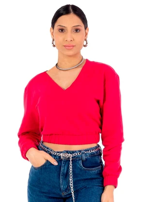 Cobertura - Blusão Feminina Moletom com Elástico Rosa  - COBERTURA