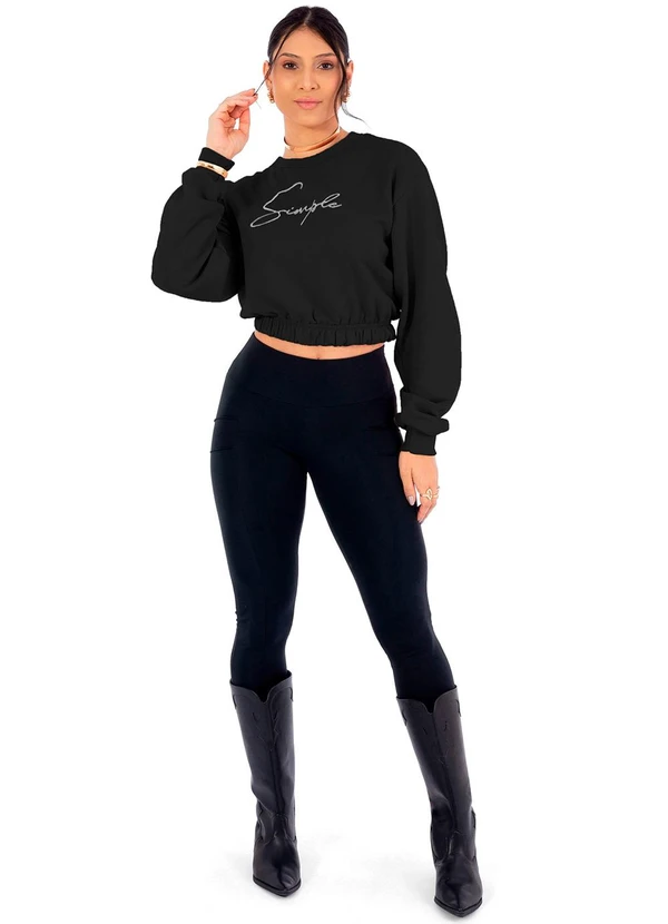 Cobertura - Blusão Feminina Moletom Feminino Preto 2