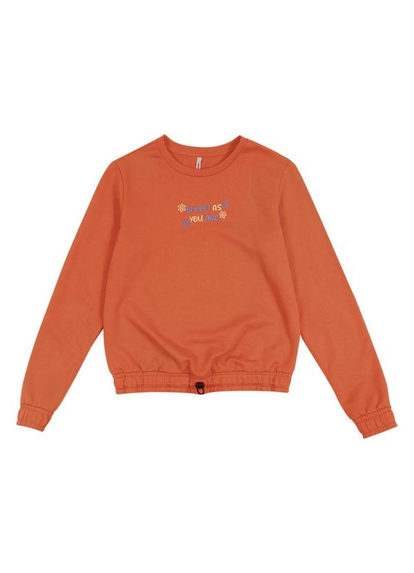 Habana - Blusão Feminino Bordado em Moletom Laranja