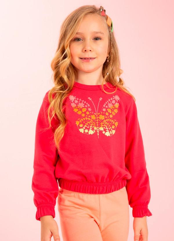 Cativa Kids - Blusão Feminino Estampado com Glitter Rosa