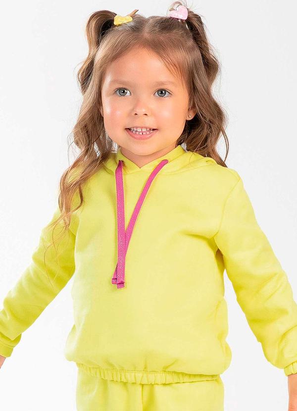 Cativa Kids - Blusão Feminino Infantil com Capuz Amarelo