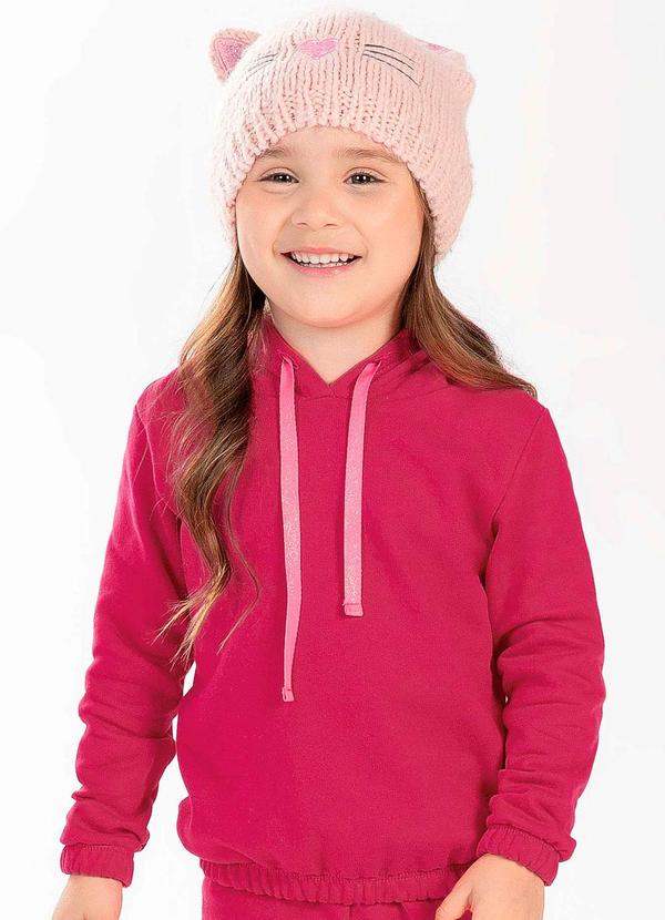 Cativa Kids - Blusão Feminino Infantil com Capuz Rosa