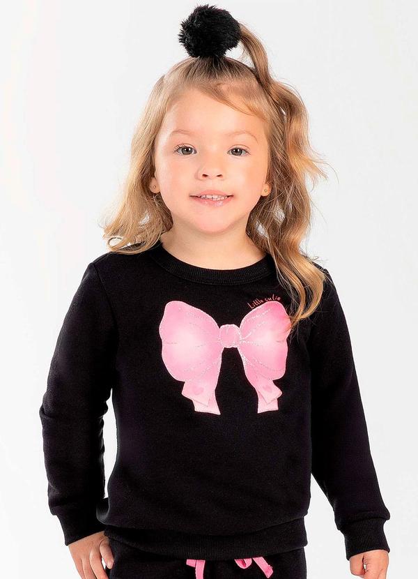 Cativa Kids - Blusão Feminino Infantil com Glitter Preto