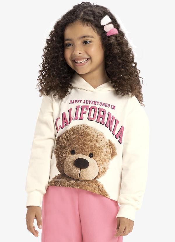 Rovi Kids - Blusão Feminino Ursinho com Capuz Bege