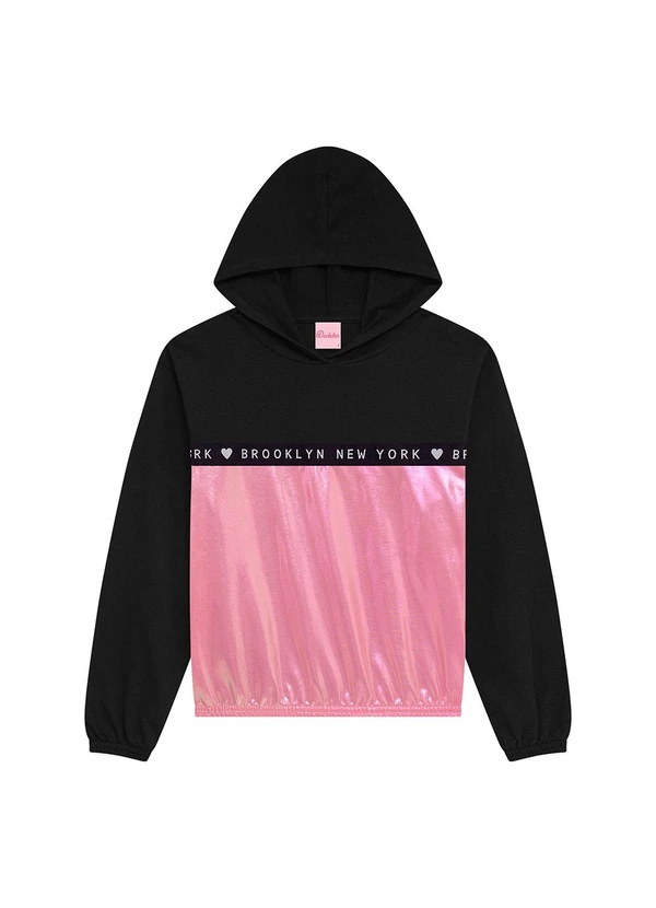 Duduka - Blusão Infantil com Capuz em Moletom Preto