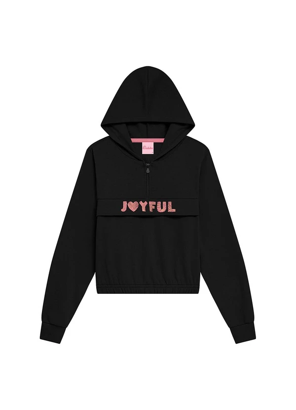 Duduka - Blusão Infantil com Capuz em Moletom Preto