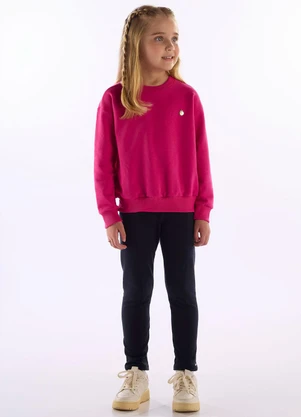 Quimby - Blusão Infantil em Molecotton Felpado Rosa - QUIMBY