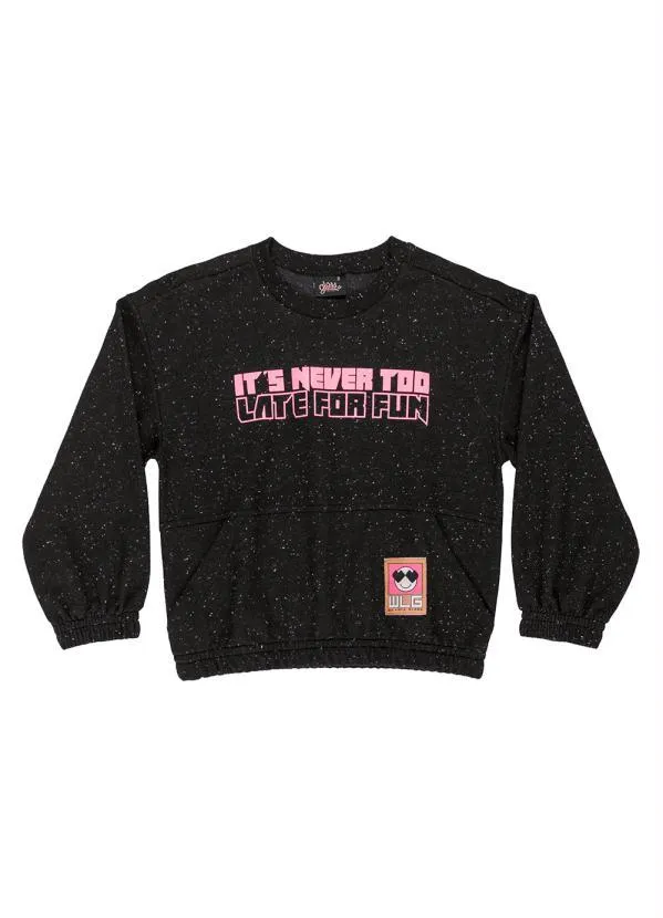 Gloss - Blusão Infantil em Moletom Botonê Preto 3