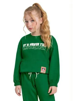 Gloss - Blusão Infantil em Moletom Botonê Verde - GLOSS