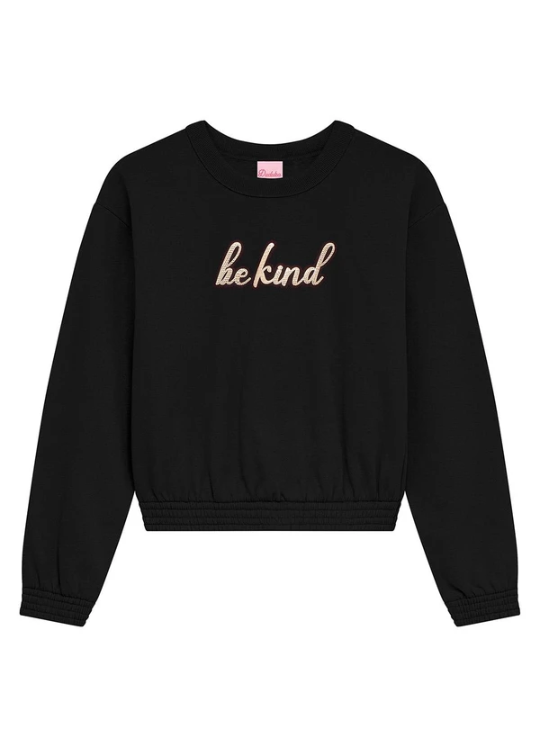 Duduka - Blusão Infantil em Moletom com Termo Preto 1