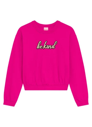 Duduka - Blusão Infantil em Moletom com Termo Rosa - DUDUKA