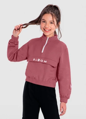 Brandili - Blusão Infantil em Moletom Rosa - BRANDILI