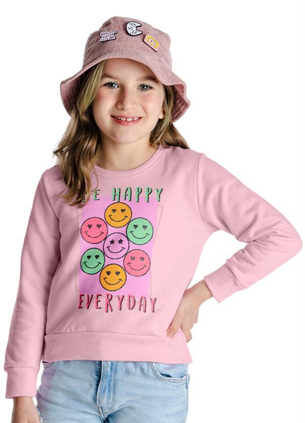 Rovi Kids - Blusão Infantil Menina Be Happy Rosa