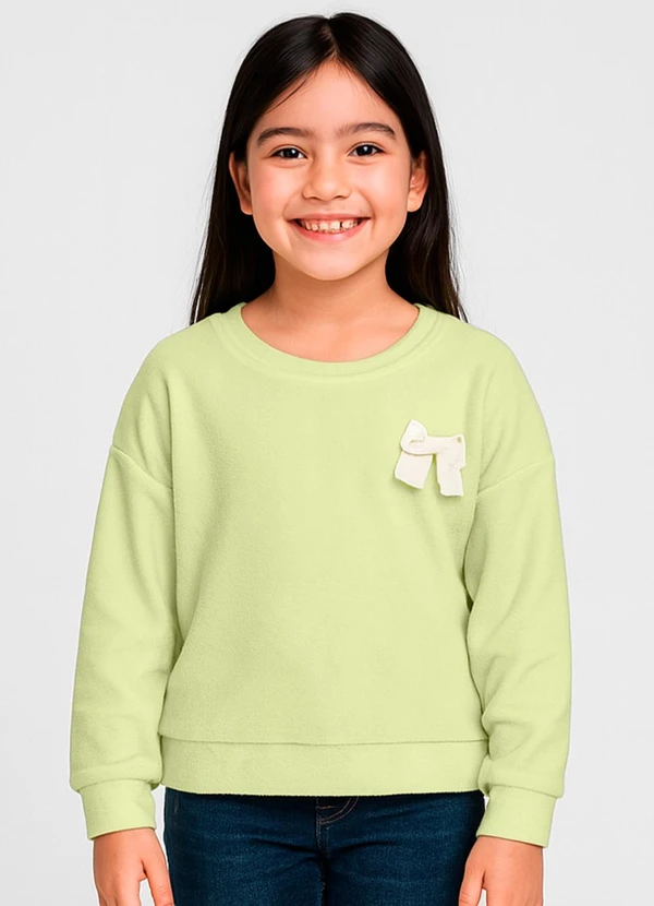 Infinita Cor - Blusão Infantil Menina com Laço Amarelo