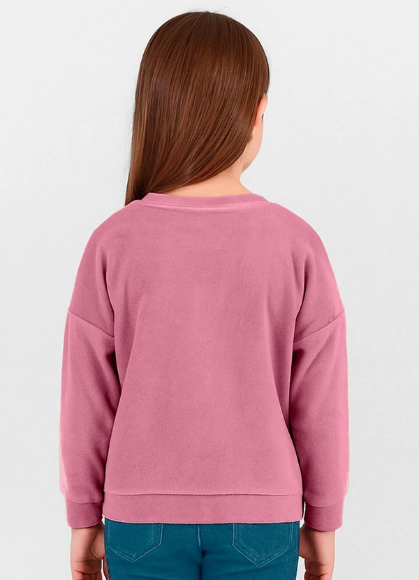 Infinita Cor - Blusão Infantil Menina com Laço Rosa 2