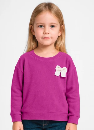 Infinita Cor - Blusão Infantil Menina com Laço Roxo - INFINITA COR