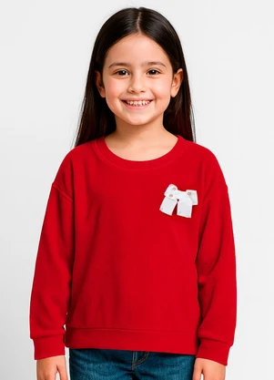 Infinita Cor - Blusão Infantil Menina com Laço Vermelho - INFINITA COR