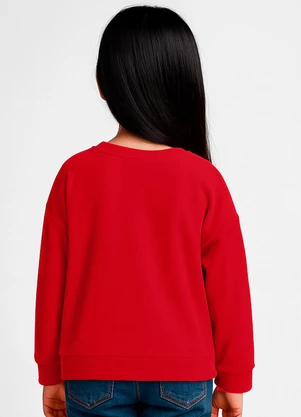 Infinita Cor - Blusão Infantil Menina com Laço Vermelho - INFINITA COR