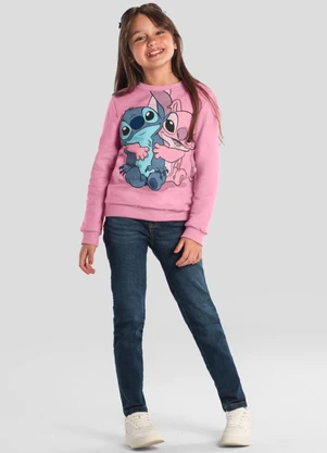 Brandili - Blusão Infantil Menina do Stitch Rosa - BRANDILI