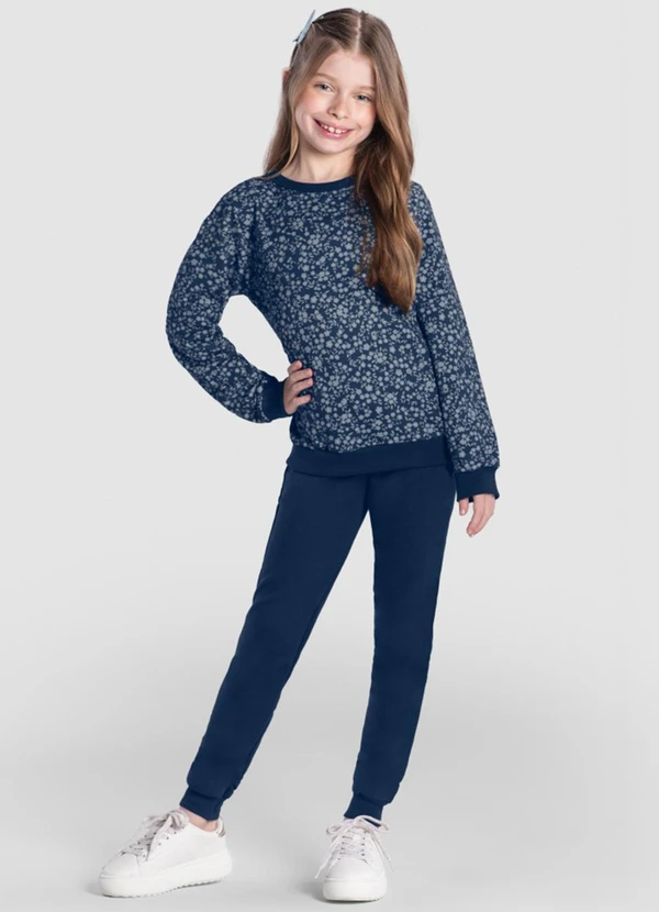 Brandili - Blusão Infantil Menina Floral Azul 2