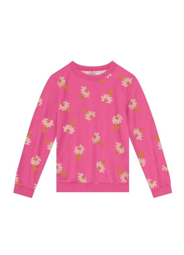 Brandili - Blusão Infantil Menina Floral Rosa