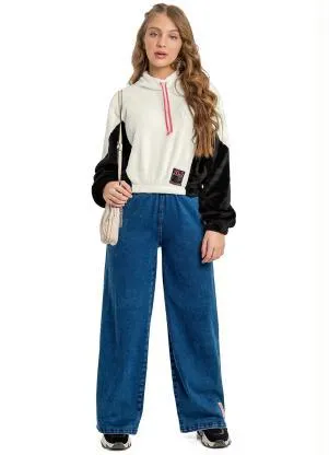 Gloss - Blusão Juvenil em Fleece Bege - GLOSS