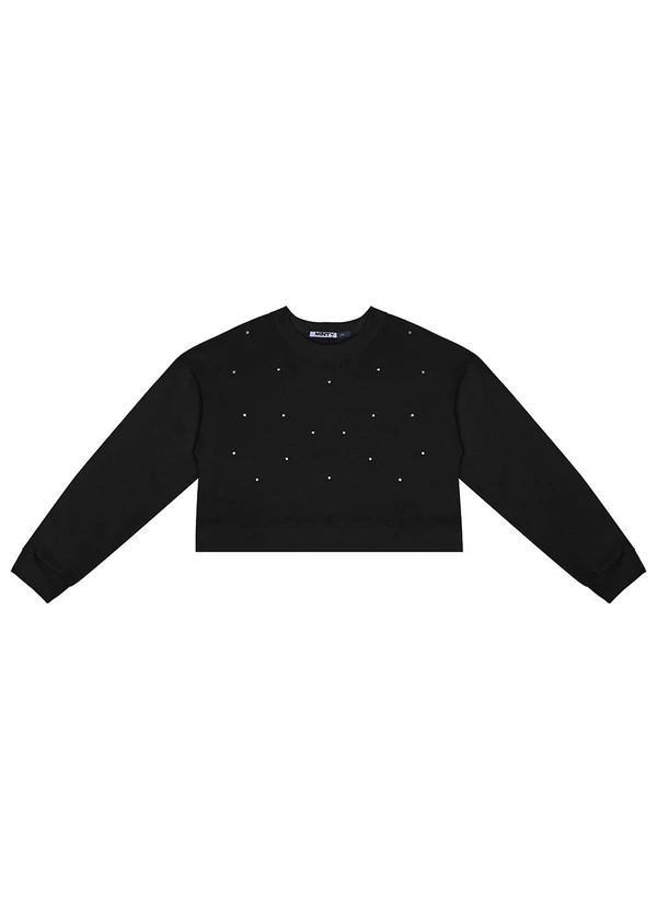 Minty - Blusão Juvenil Feminino em Moletom Preto