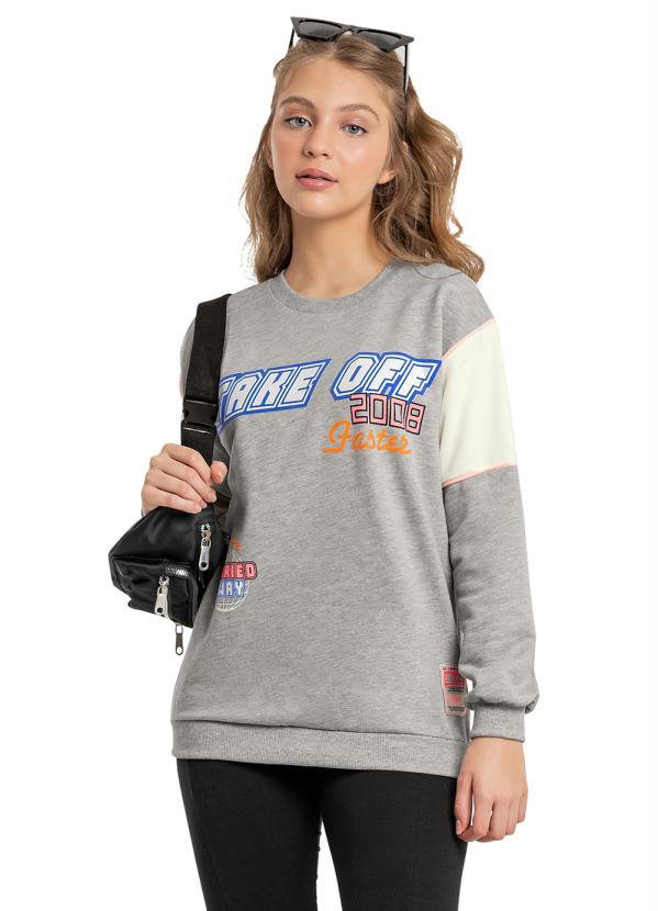 Gloss - Blusão Juvenil Menina em Moletom Cinza