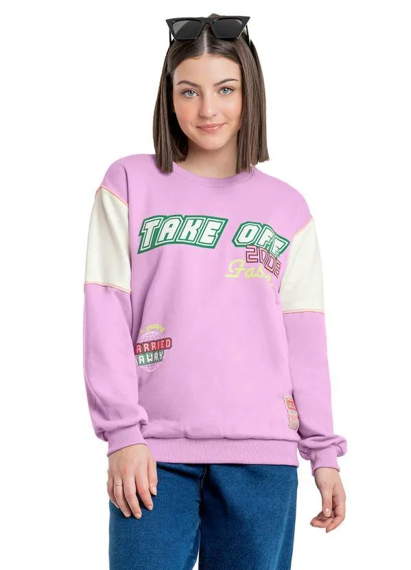 Gloss - Blusão Juvenil Menina em Moletom Roxo