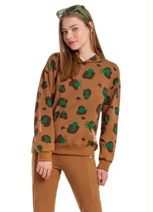 Gloss - Blusão Juvenil Menina Oversized Marrom - GLOSS