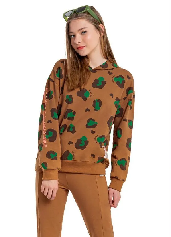 Gloss - Blusão Juvenil Menina Oversized Marrom