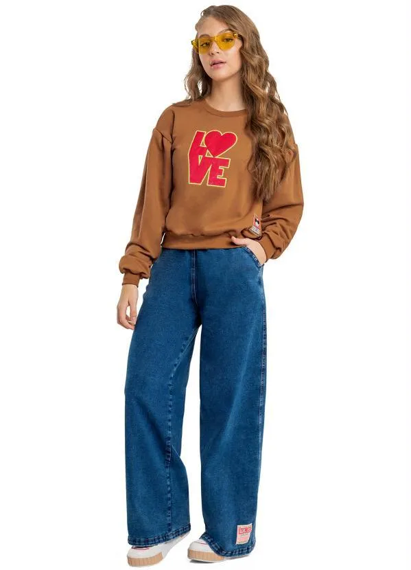 Gloss - Blusão Love Infantil Menina Moletom Marrom 2